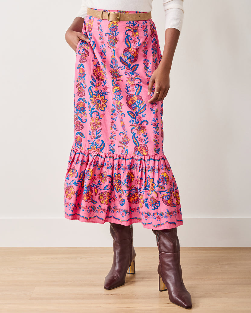 Folklore Flowers - Victoria Skirt - Bright Rose - Printfresh