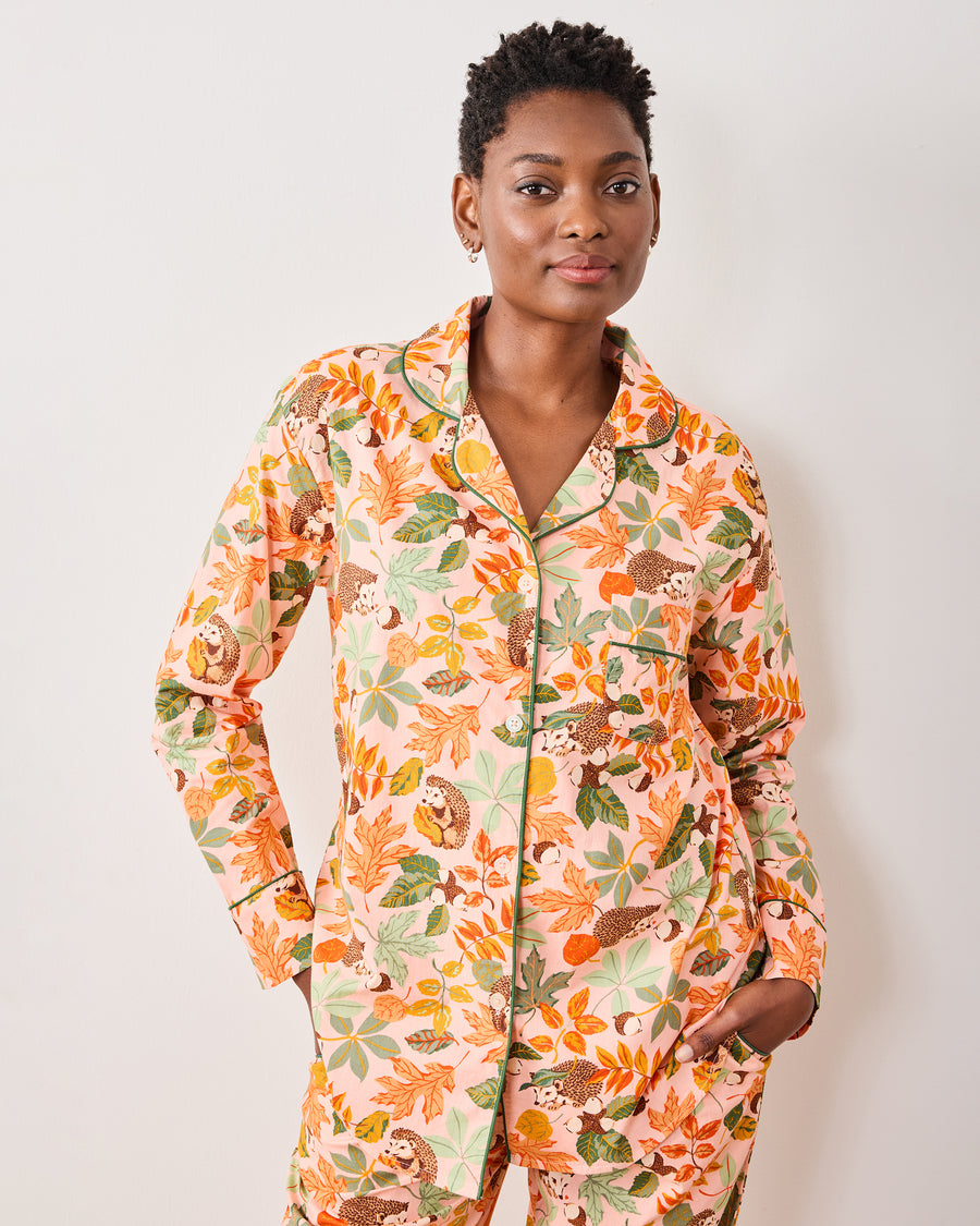 Hedgehog Forest - Tall Long PJ Set - Peach Leaf