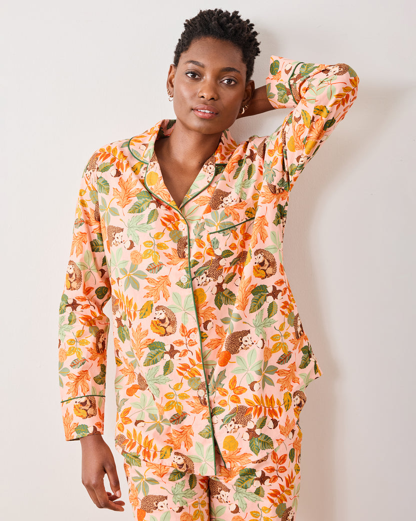 Hedgehog Forest - Tall Long PJ Set - Peach Leaf - Printfresh