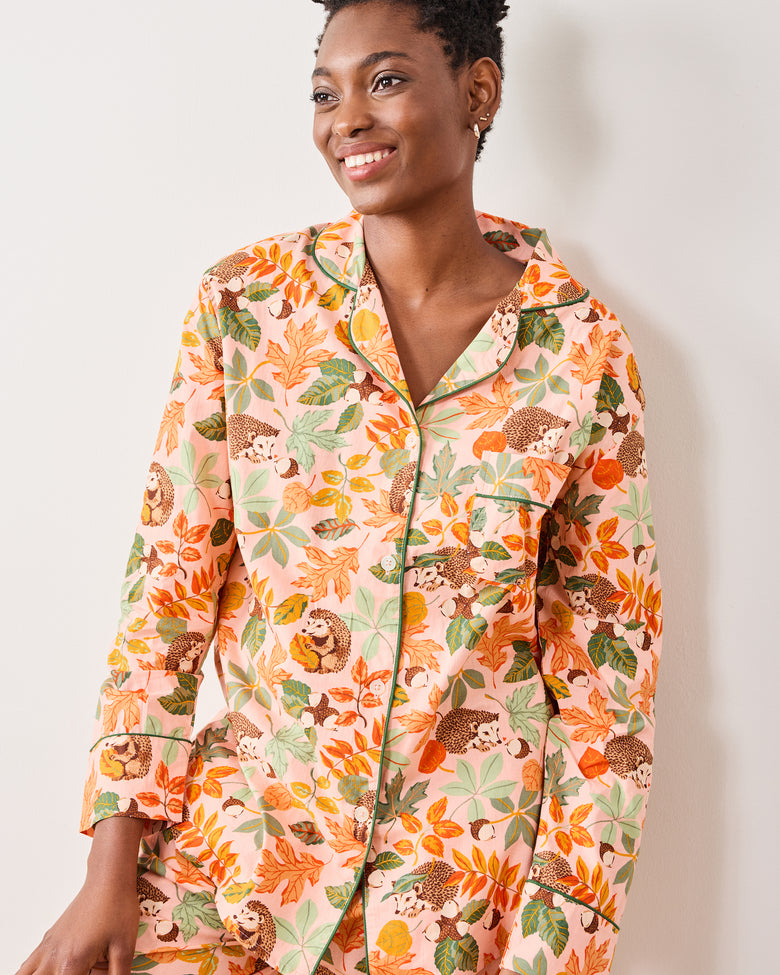 Hedgehog Forest - Petite Long PJ Set - Peach Leaf - Printfresh