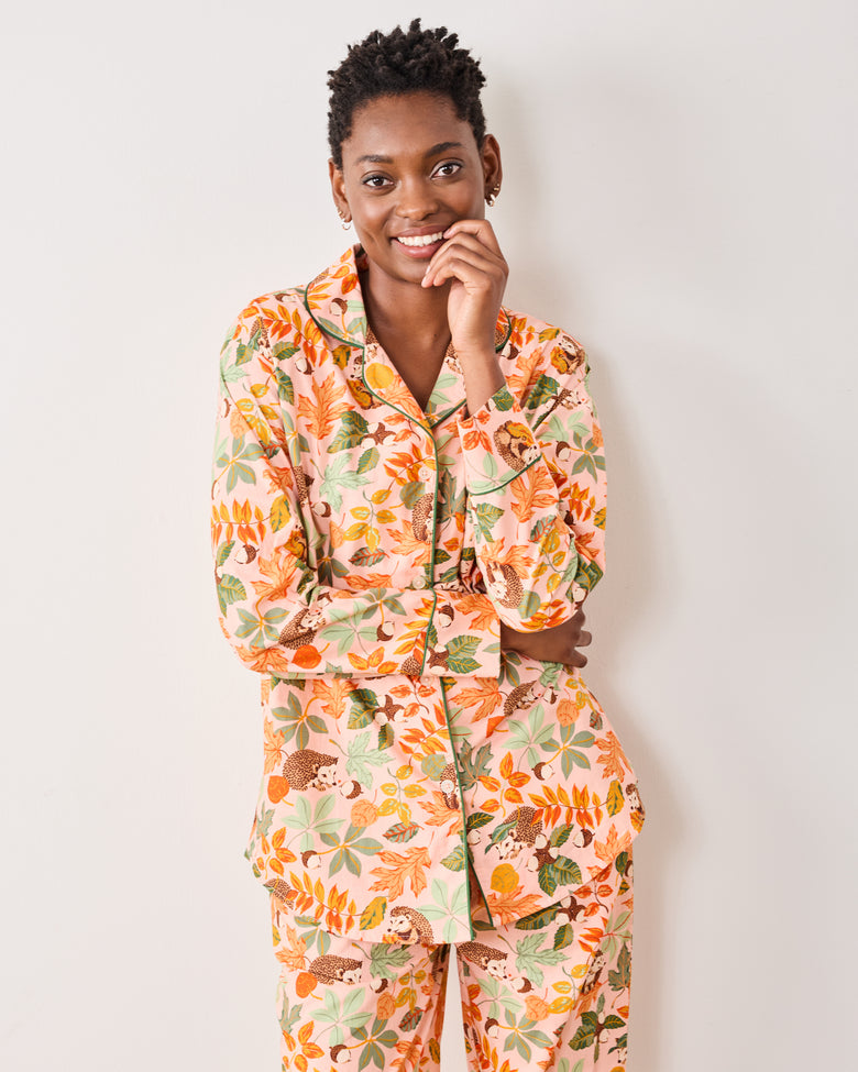 Hedgehog Forest - Long PJ Set - Peach Leaf - Printfresh