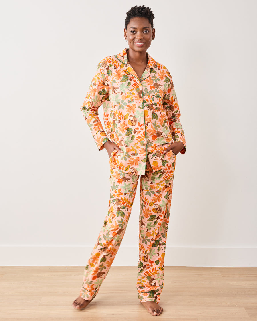 Hedgehog Forest - Tall Long PJ Set - Peach Leaf - Printfresh