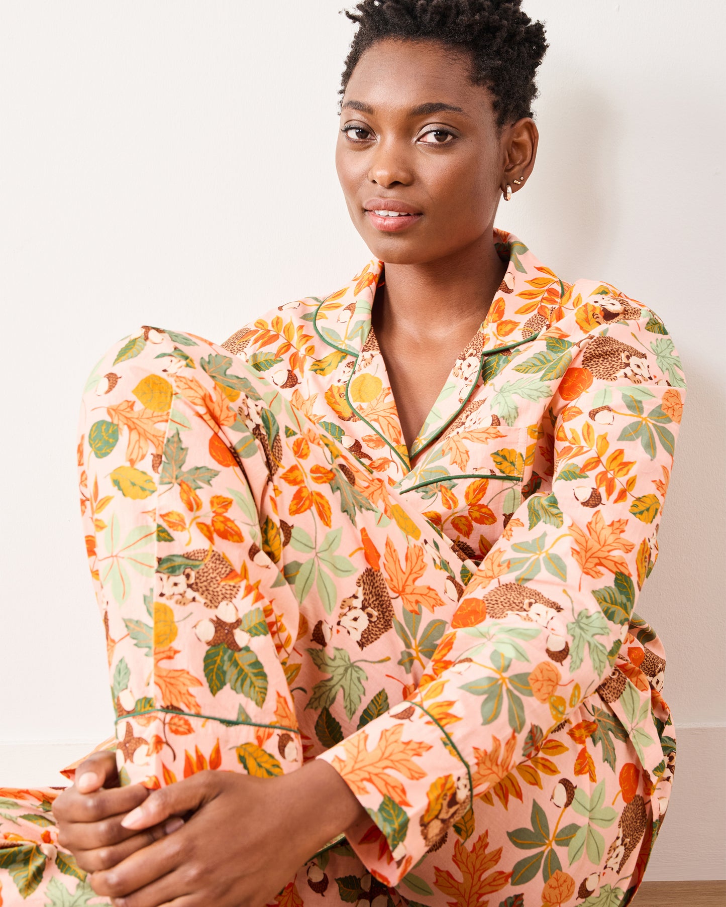 Hedgehog Forest - Long PJ Set - Peach Leaf - Printfresh