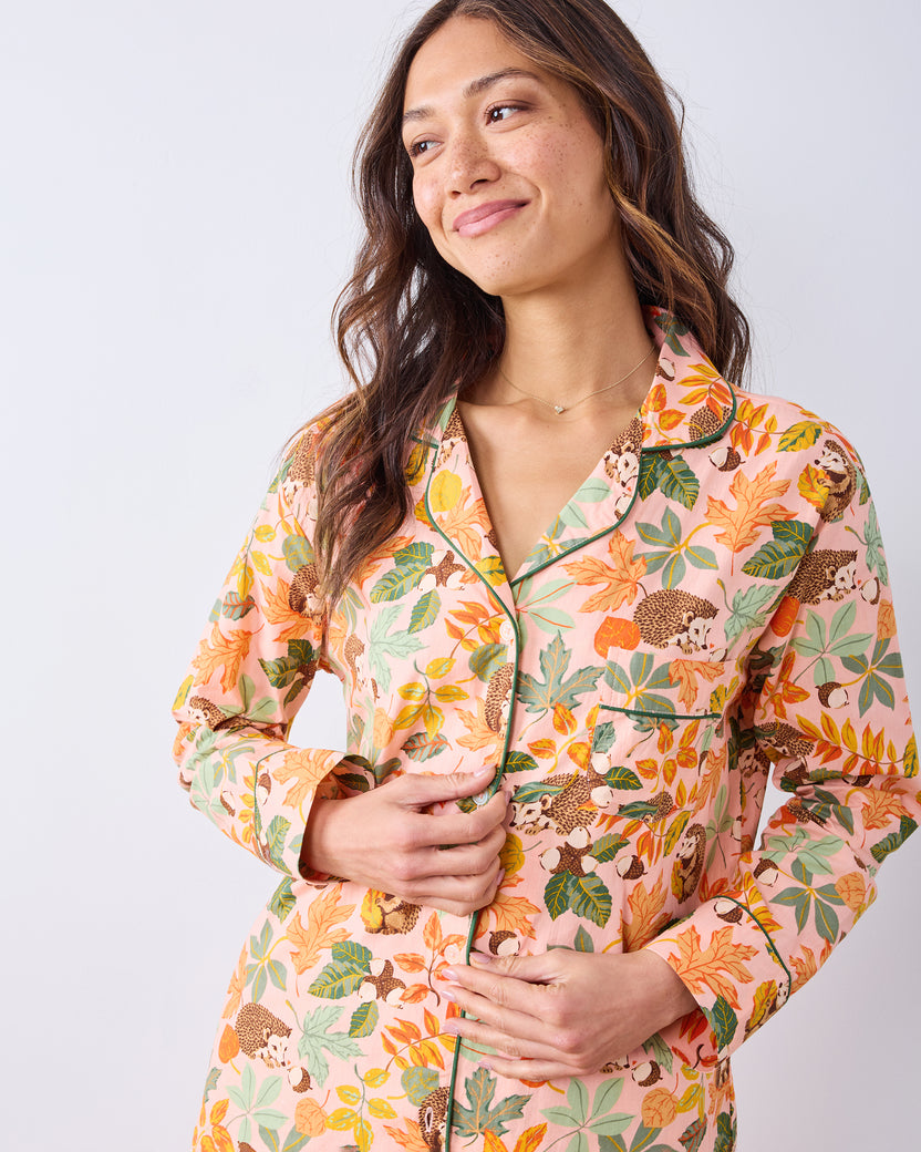 Hedgehog Forest - Petite Long PJ Set - Peach Leaf - Printfresh