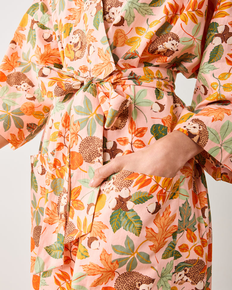 Hedgehog Forest - Robe - Peach Leaf - Printfresh