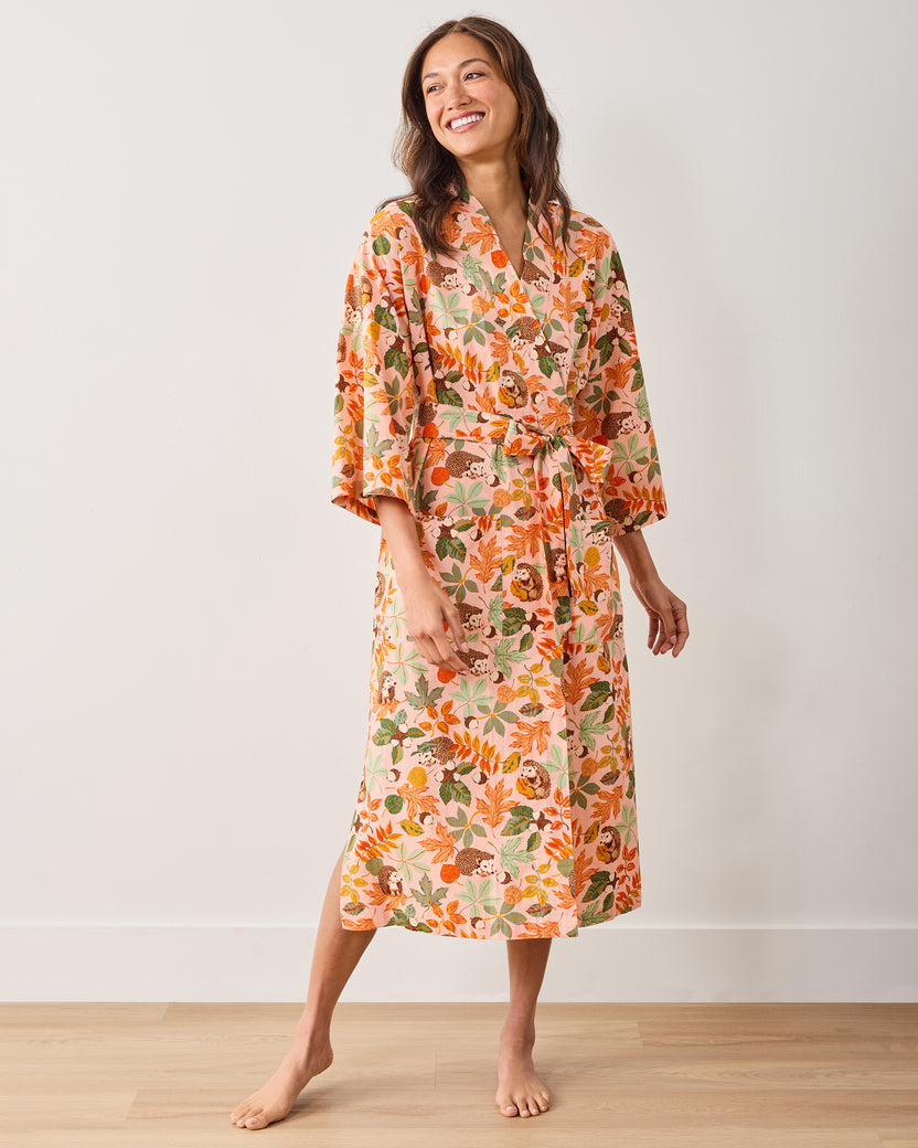 Hedgehog Forest - Robe - Peach Leaf - Printfresh