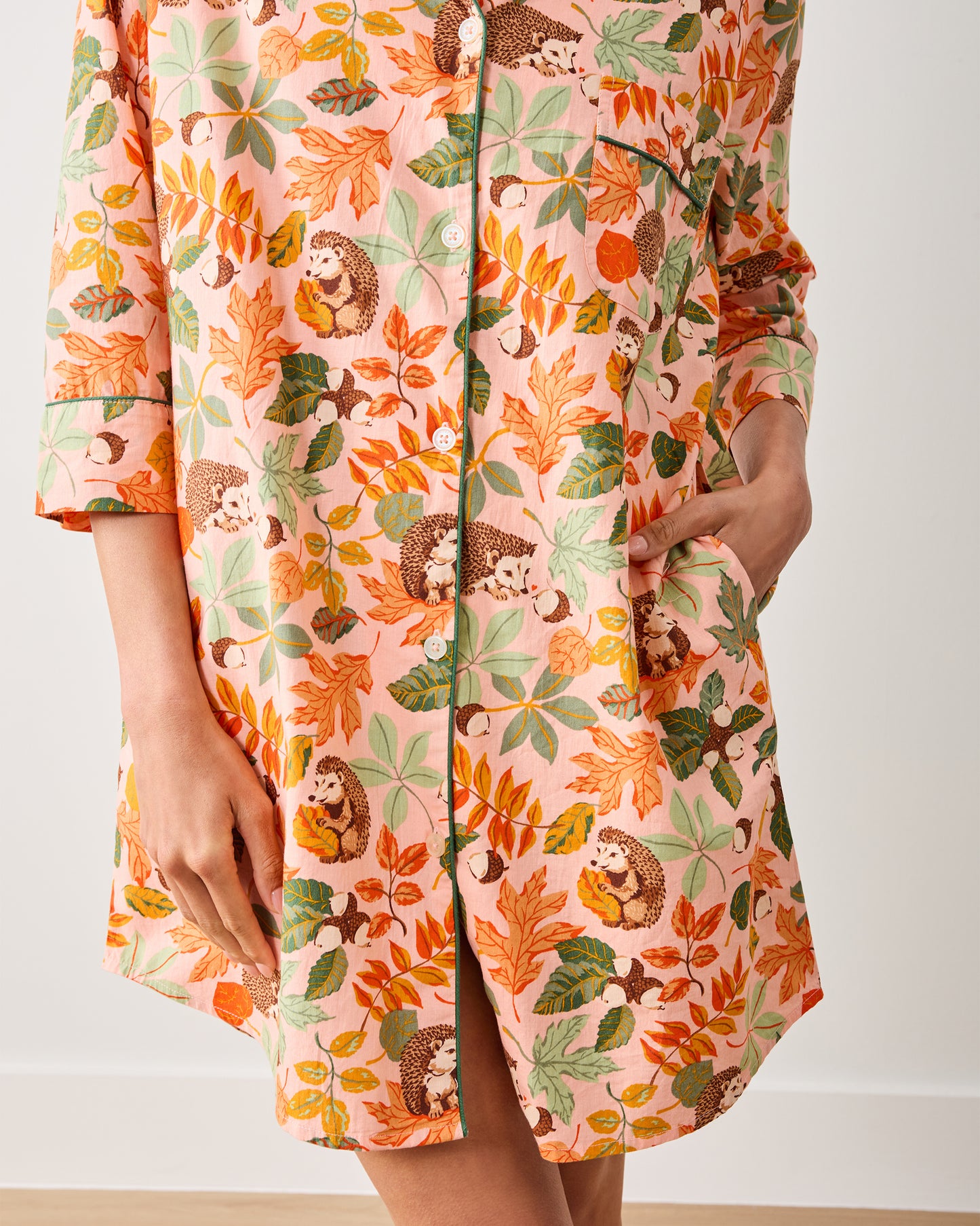 Hedgehog Forest - Sleep Shirt - Peach Leaf - Printfresh