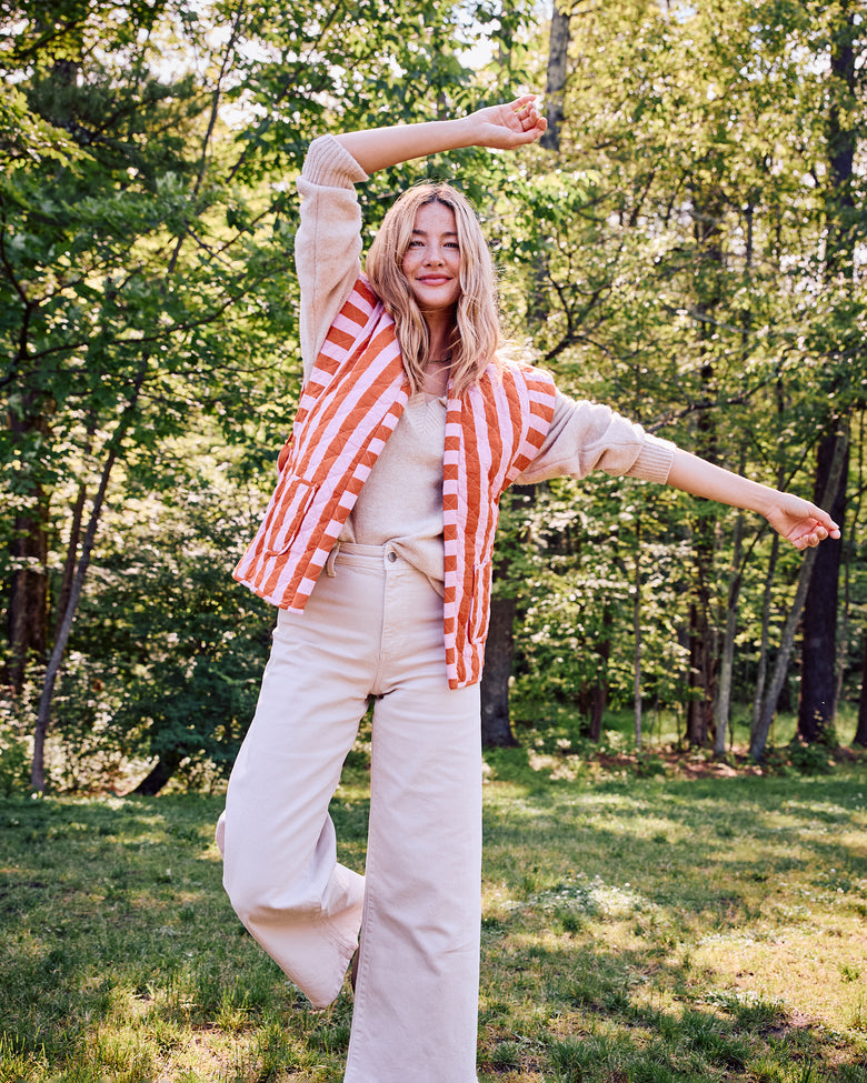 Bold Stripe - Quilted Vest - Pink Copper - Printfresh