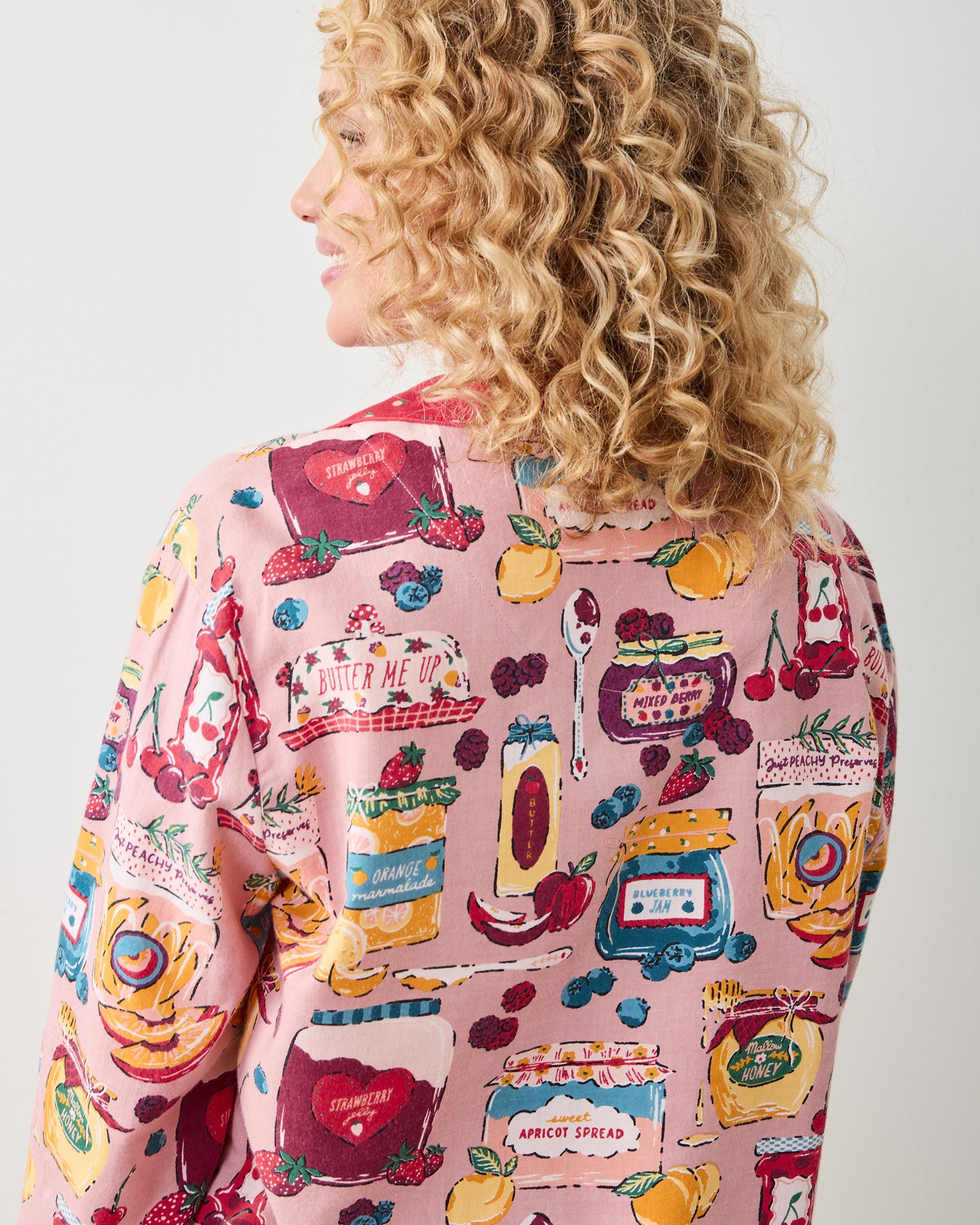 Sweet Jams - Lightweight Flannel Long Sleeve Top & Shorts Set - Berry Bliss - Printfresh