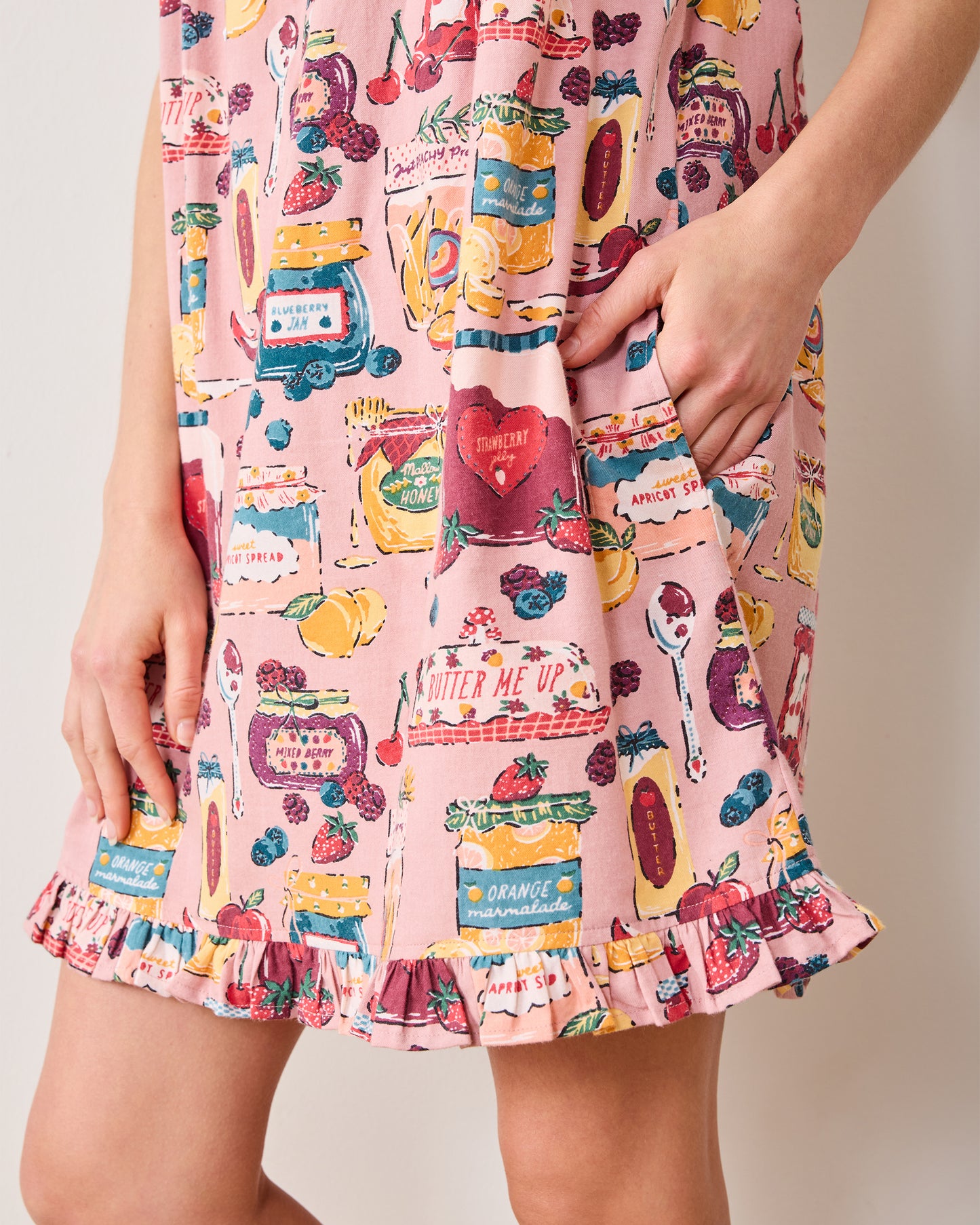 Sweet Jams - Lightweight Flannel Pintuck Nightgown - Berry Bliss - Printfresh
