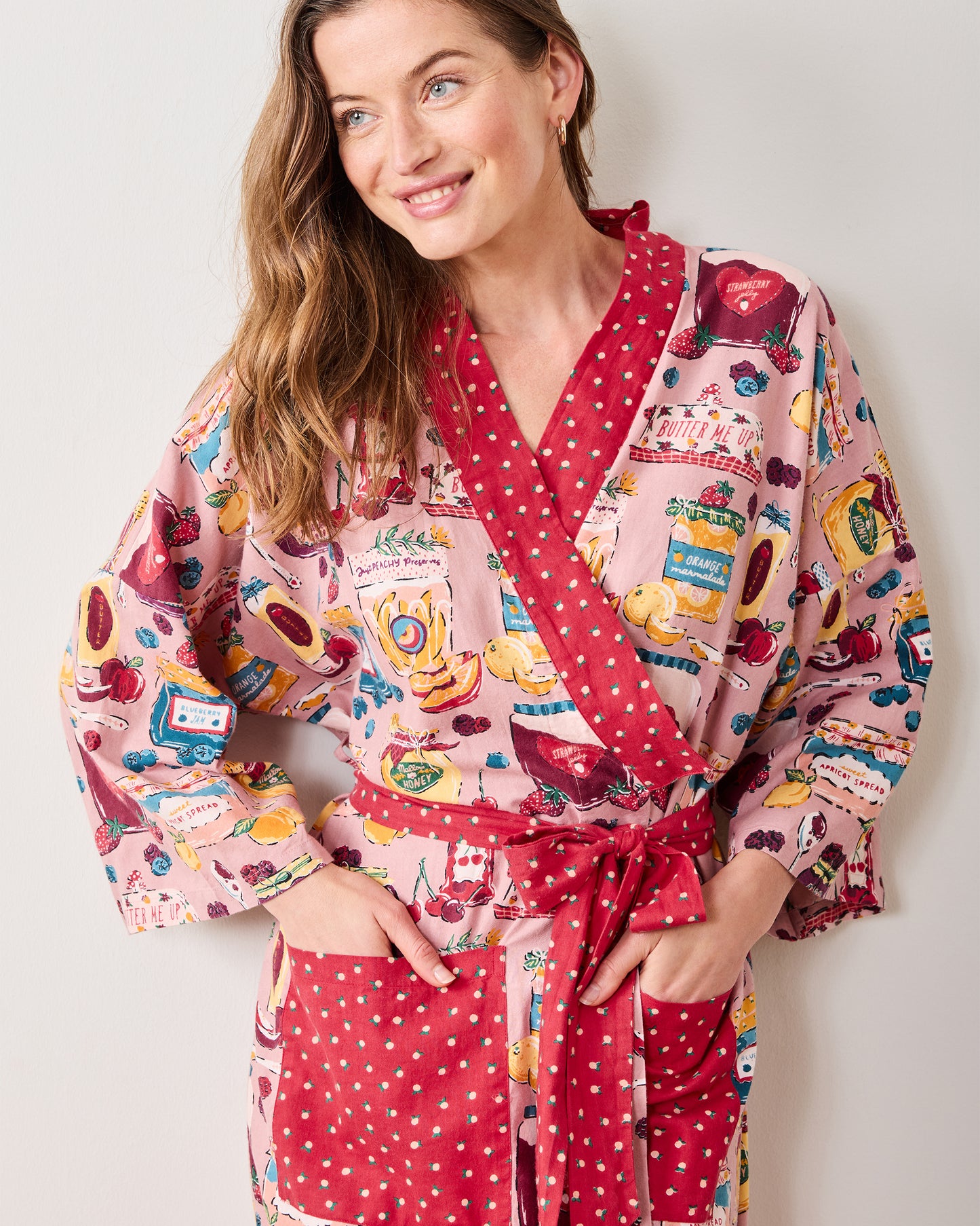 Sweet Jams - Lightweight Flannel Robe - Berry Bliss - Printfresh