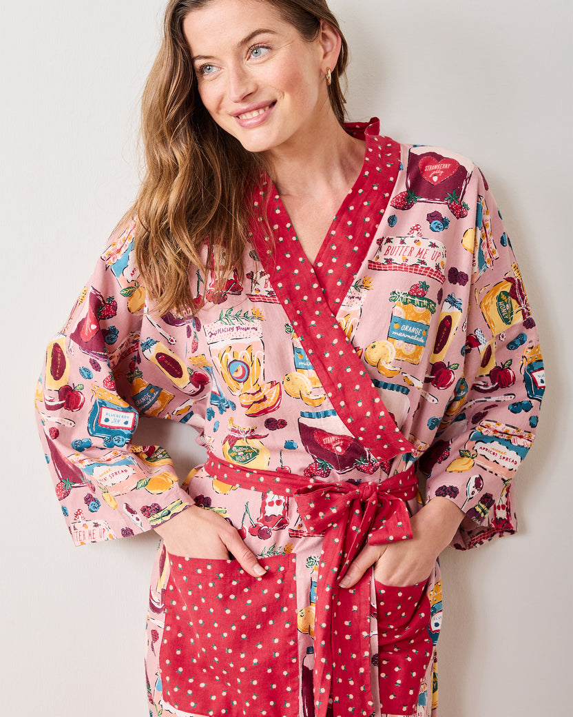 Sweet Jams - Lightweight Flannel Robe - Berry Bliss - Printfresh