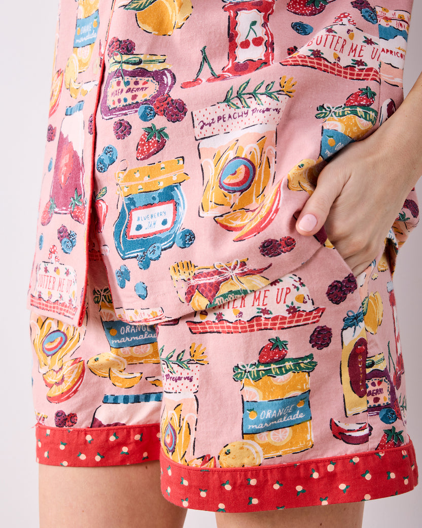 Sweet Jams - Lightweight Flannel Short PJ Set - Berry Bliss - Printfresh