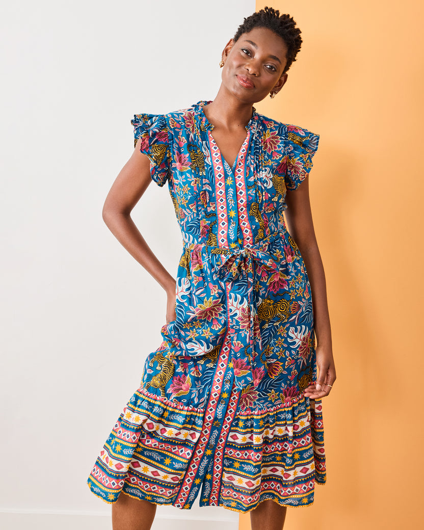 Tibetan Tigress - Helen Dress - Blue Ridge - Printfresh