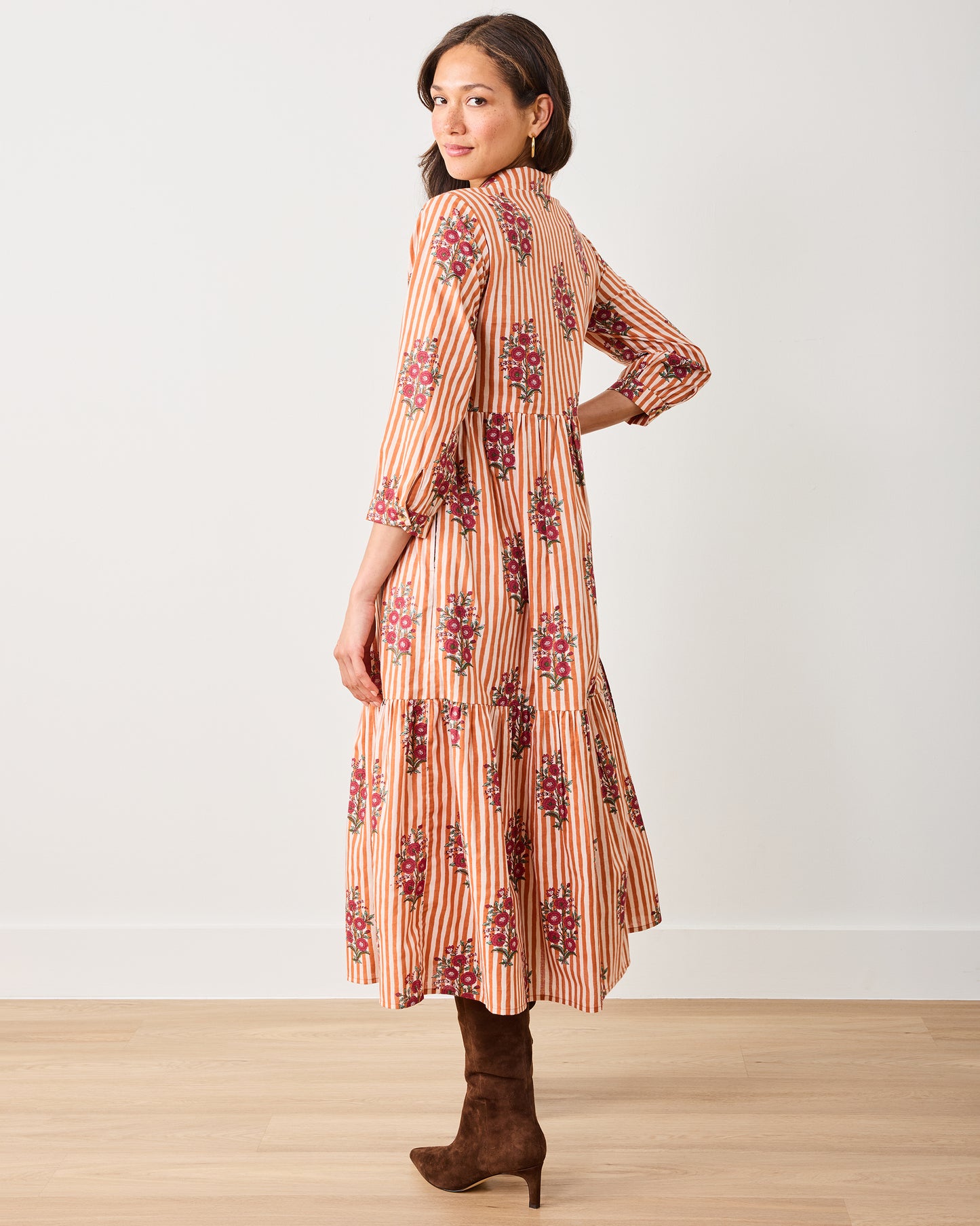 Wildflower Stripes - Juniper Dress - Ivory Wine - Printfresh