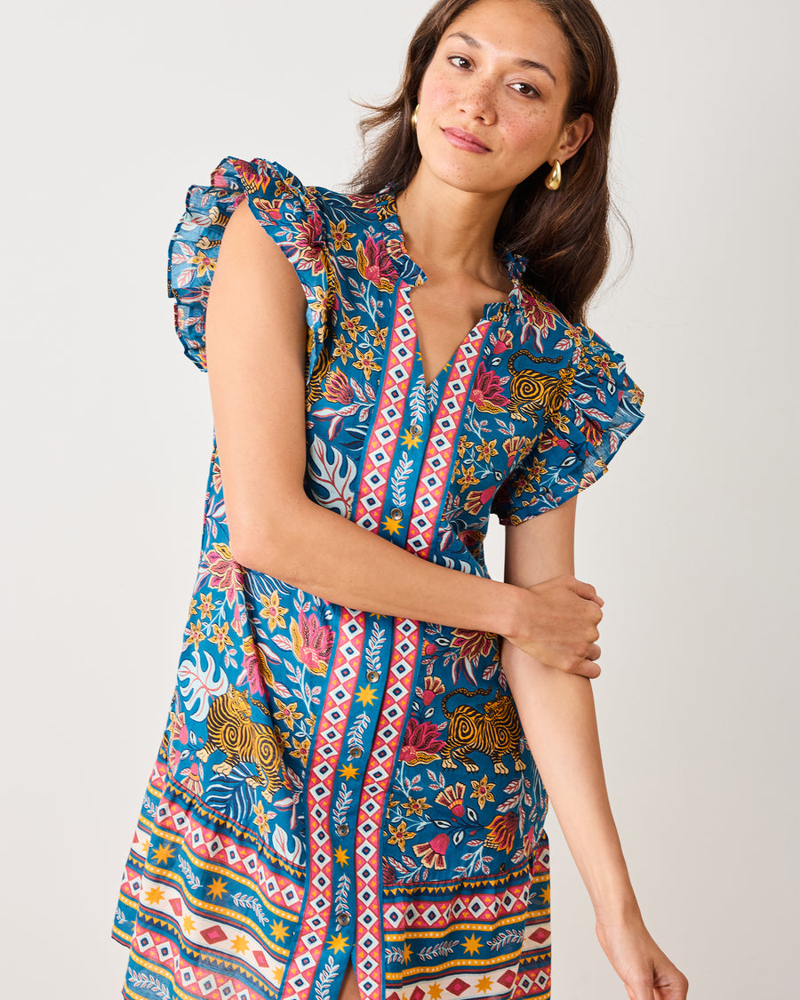 Tibetan Tigress - La Grange Dress - Blue Ridge - Printfresh