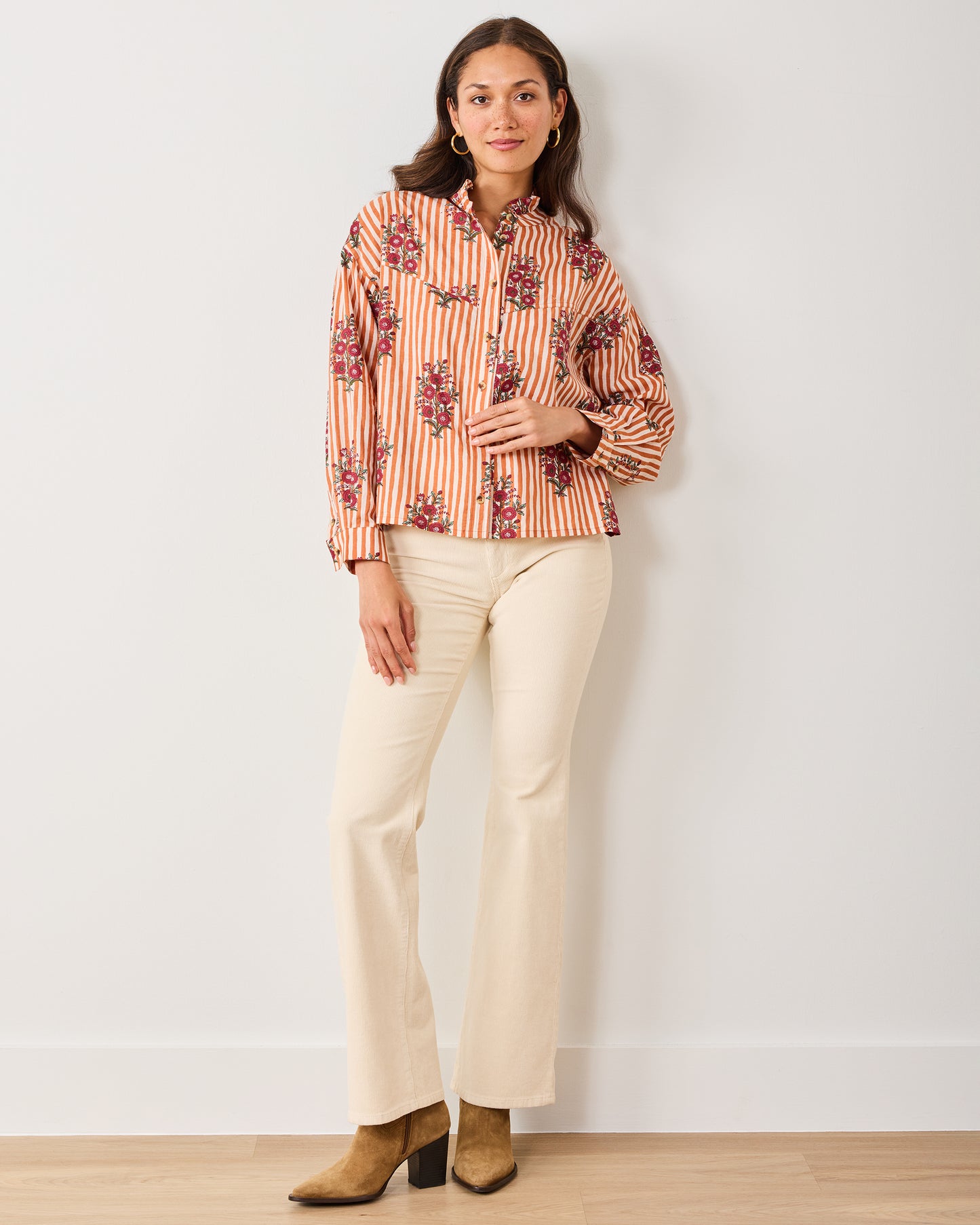 Wildflower Stripes - Mabel Blouse - Ivory Wine - Printfresh