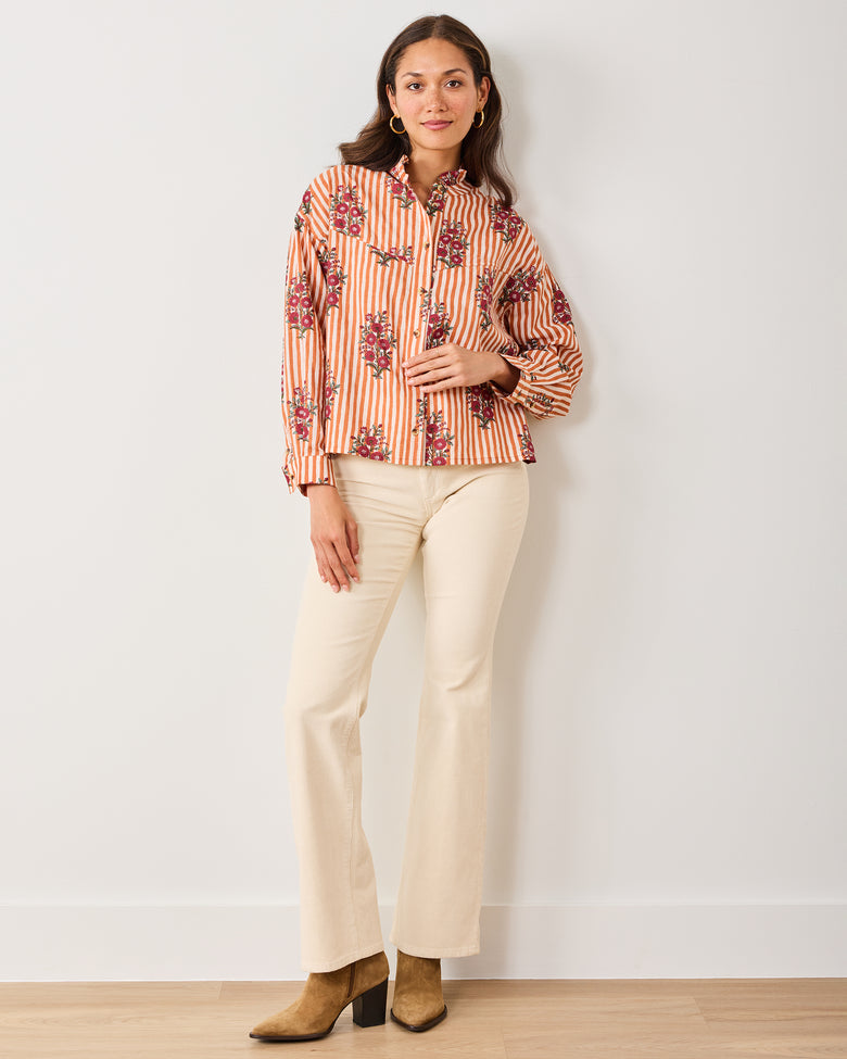 Wildflower Stripes - Mabel Blouse - Ivory Wine - Printfresh