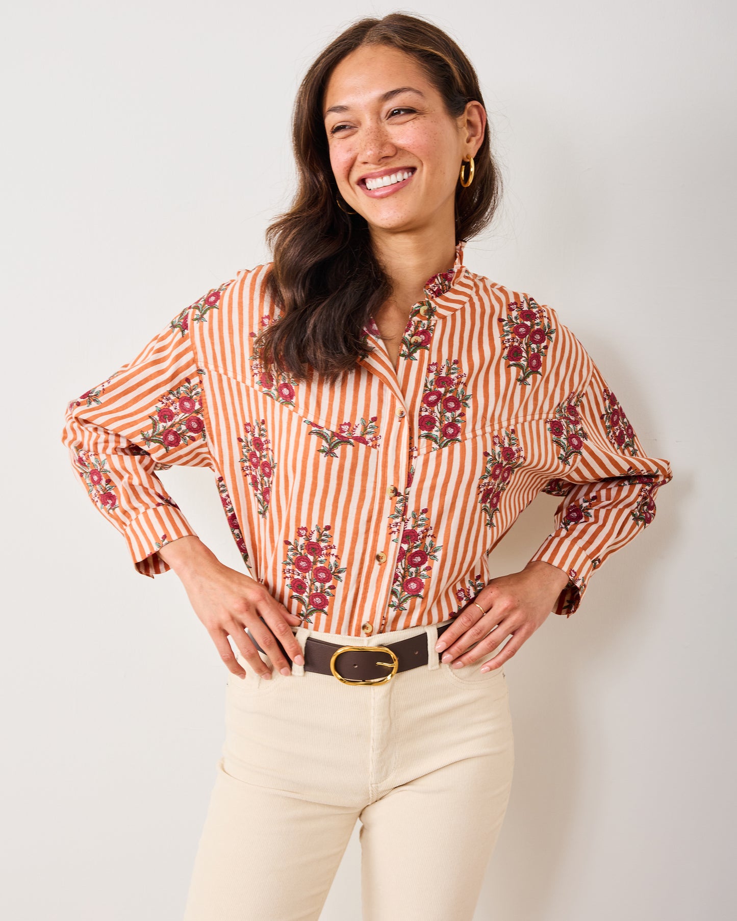 Wildflower Stripes - Mabel Blouse - Ivory Wine - Printfresh