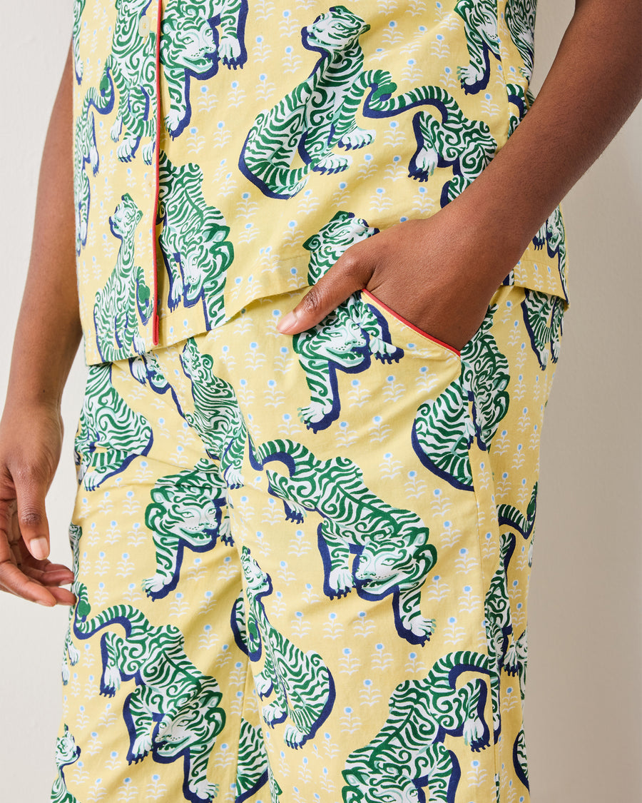 Tiger Queen - Short Sleeve Top & Cropped Pants Set - Citrine - Printfresh