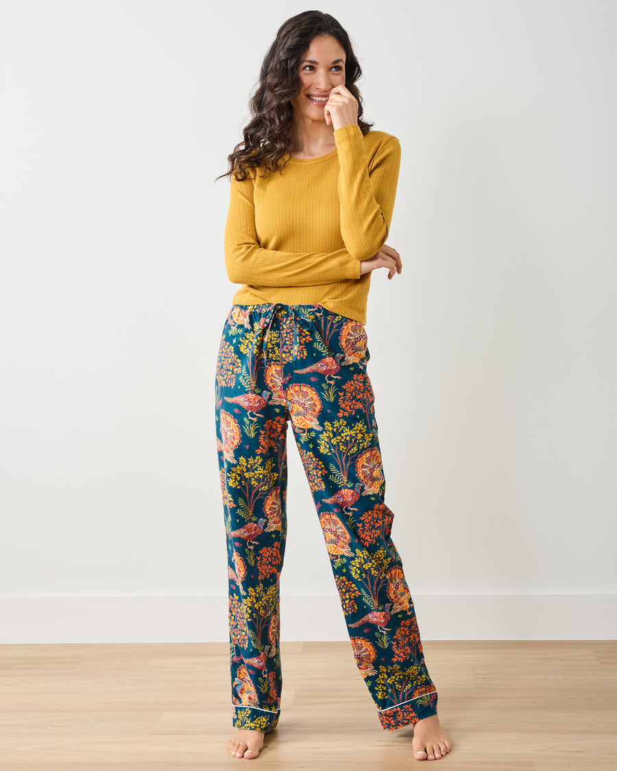 Turkey Trot - Lightweight Flannel PJ Pants - Midnight Navy - Printfresh
