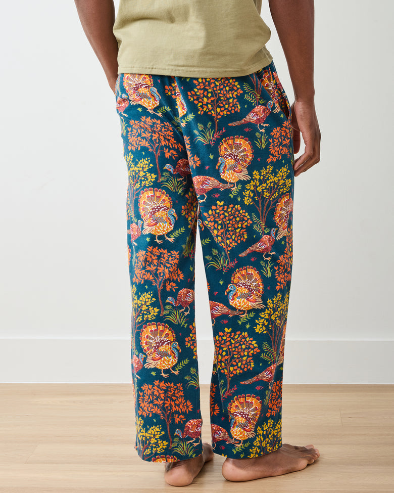 Turkey Trot - Lightweight Flannel Men's PJ Pants - Midnight Navy - Printfresh