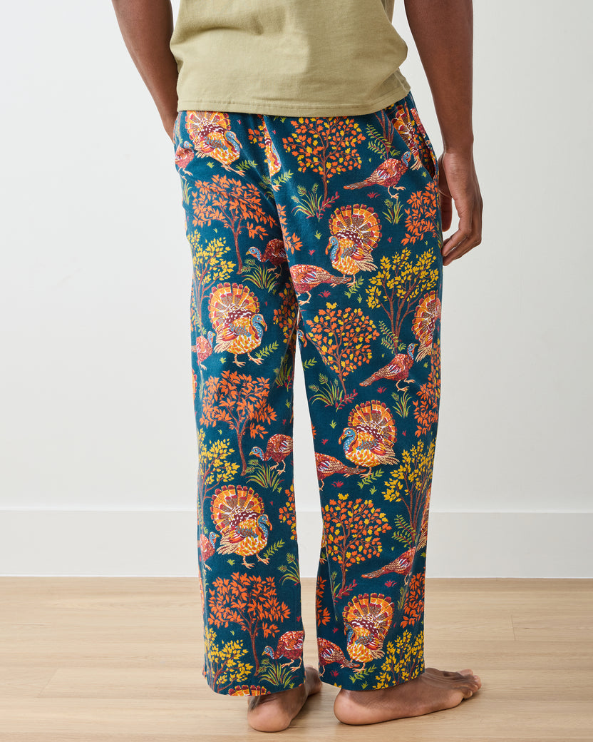 Turkey Trot - Lightweight Flannel Men's PJ Pants - Midnight Navy - Printfresh