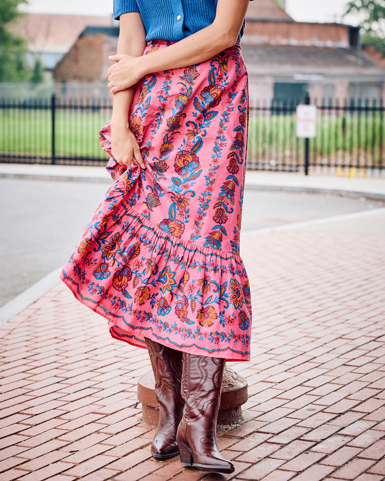 Folklore Flowers - Victoria Skirt - Bright Rose - Printfresh