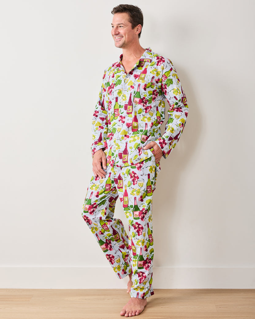 Wine Club - Men's Long PJ Set - Vineyard Sky - Printfresh
