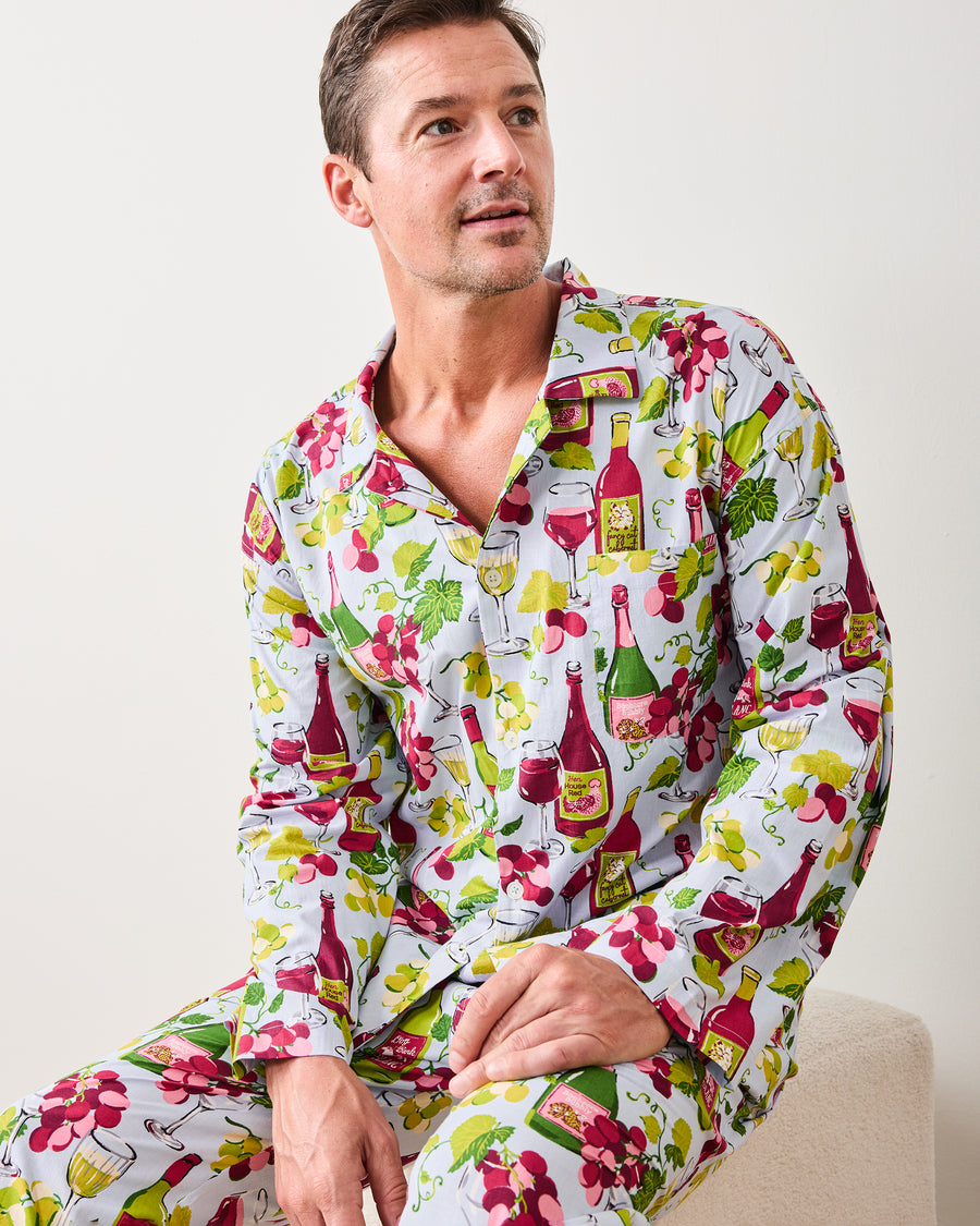 Wine Club - Men's Long PJ Set - Vineyard Sky - Printfresh