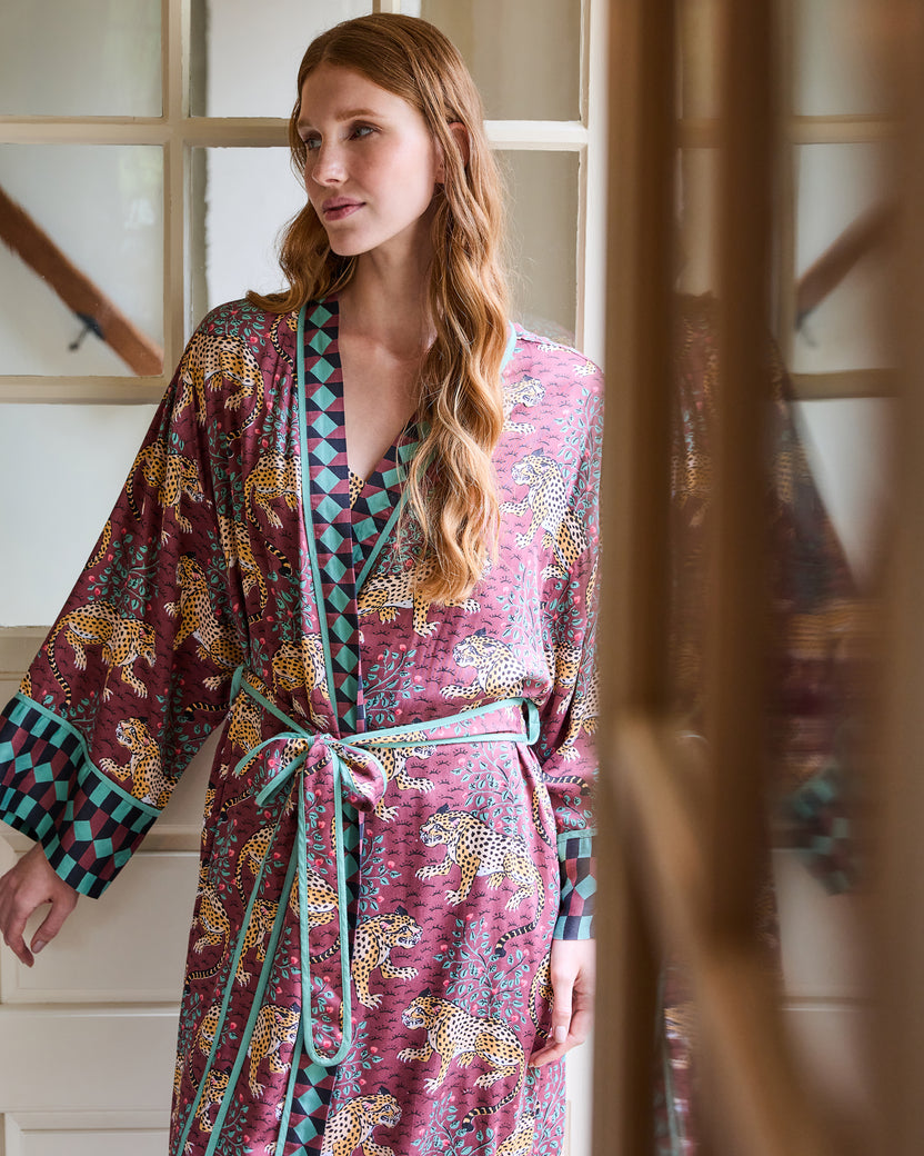 Bagheera - Eco Satin Robe - Raisin