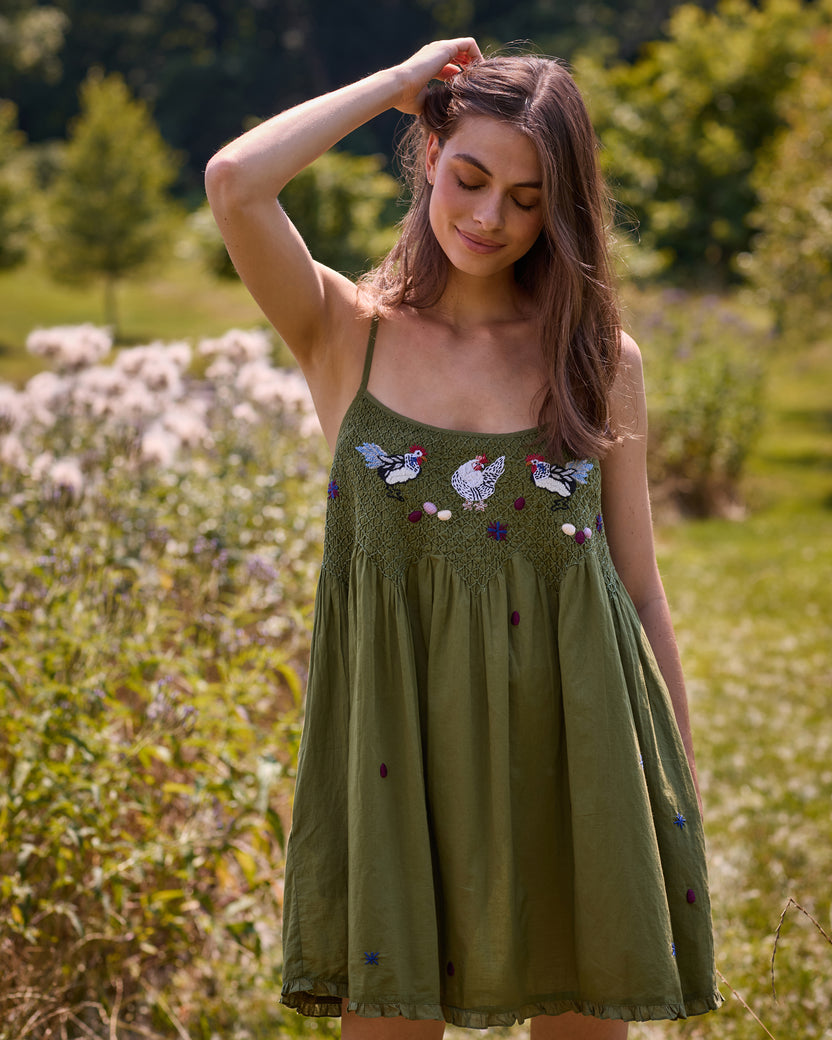 Chickens & Roosters - Tulsi Nightie - Olive