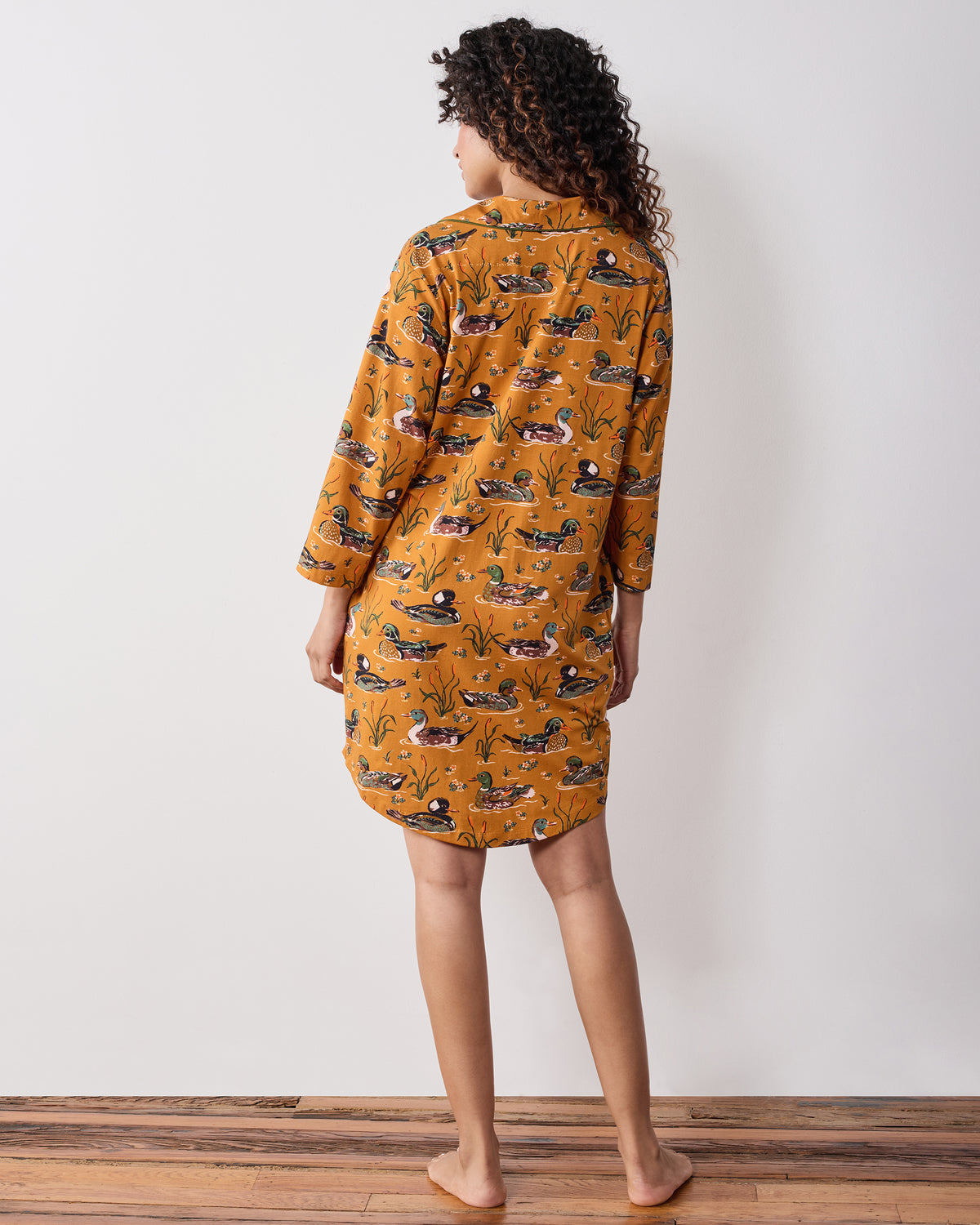 Duck Pond - Organic Cotton Modal Knit Sleep Shirt - Mustard