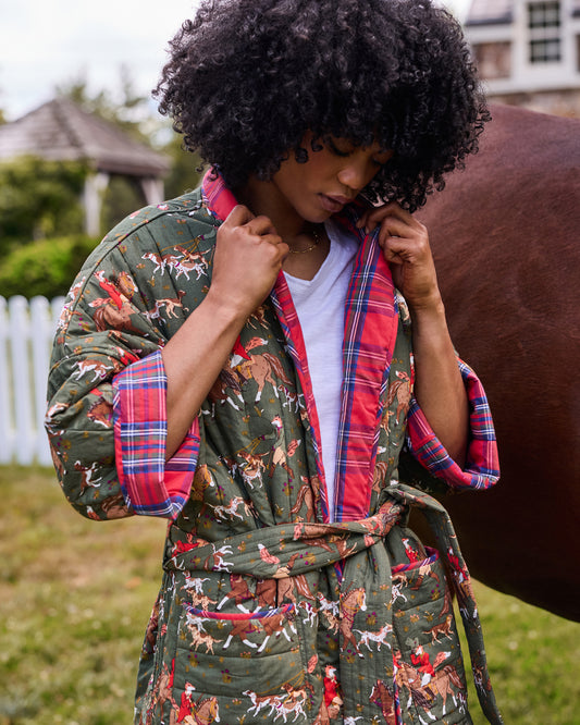 Fox & Hounds - Reversible Quilted Robe - Pine Grove