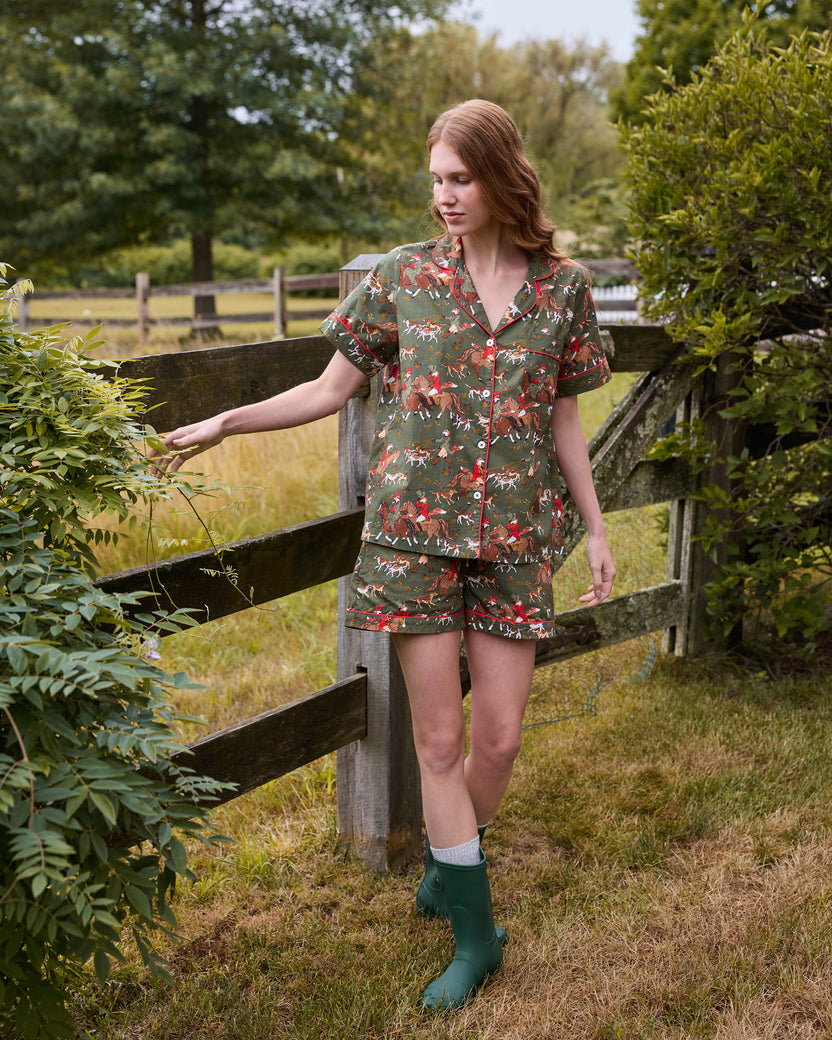 Fox & Hounds - Short PJ Set - Pine Grove