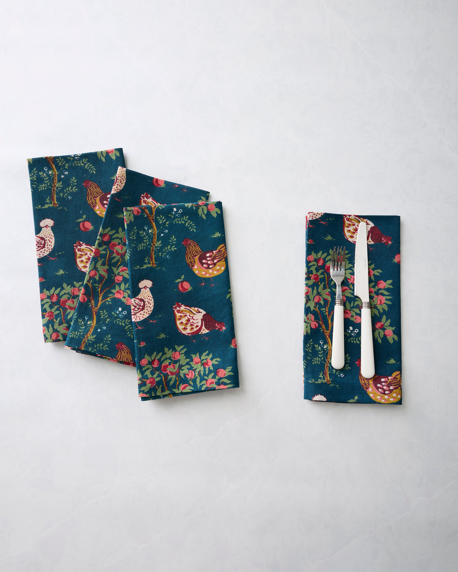 Hen House - Dinner Napkins Set of 4 - Navy