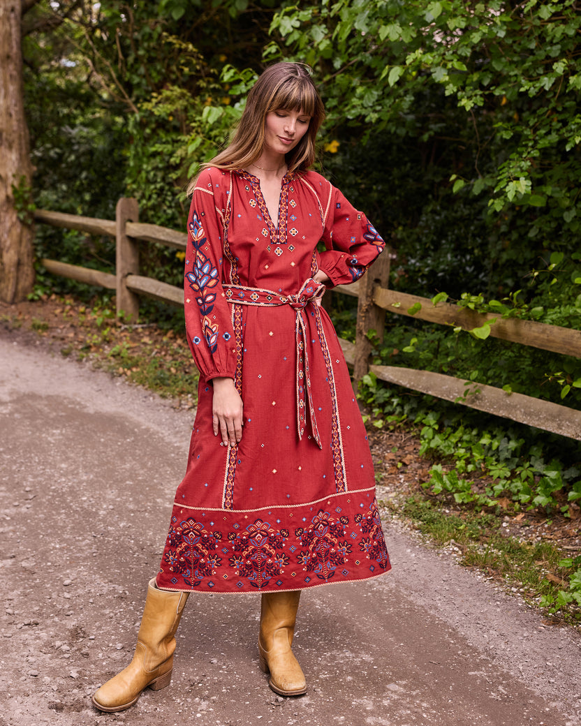 Nevada Cross Stitch - Grace Dress - Folk Red
