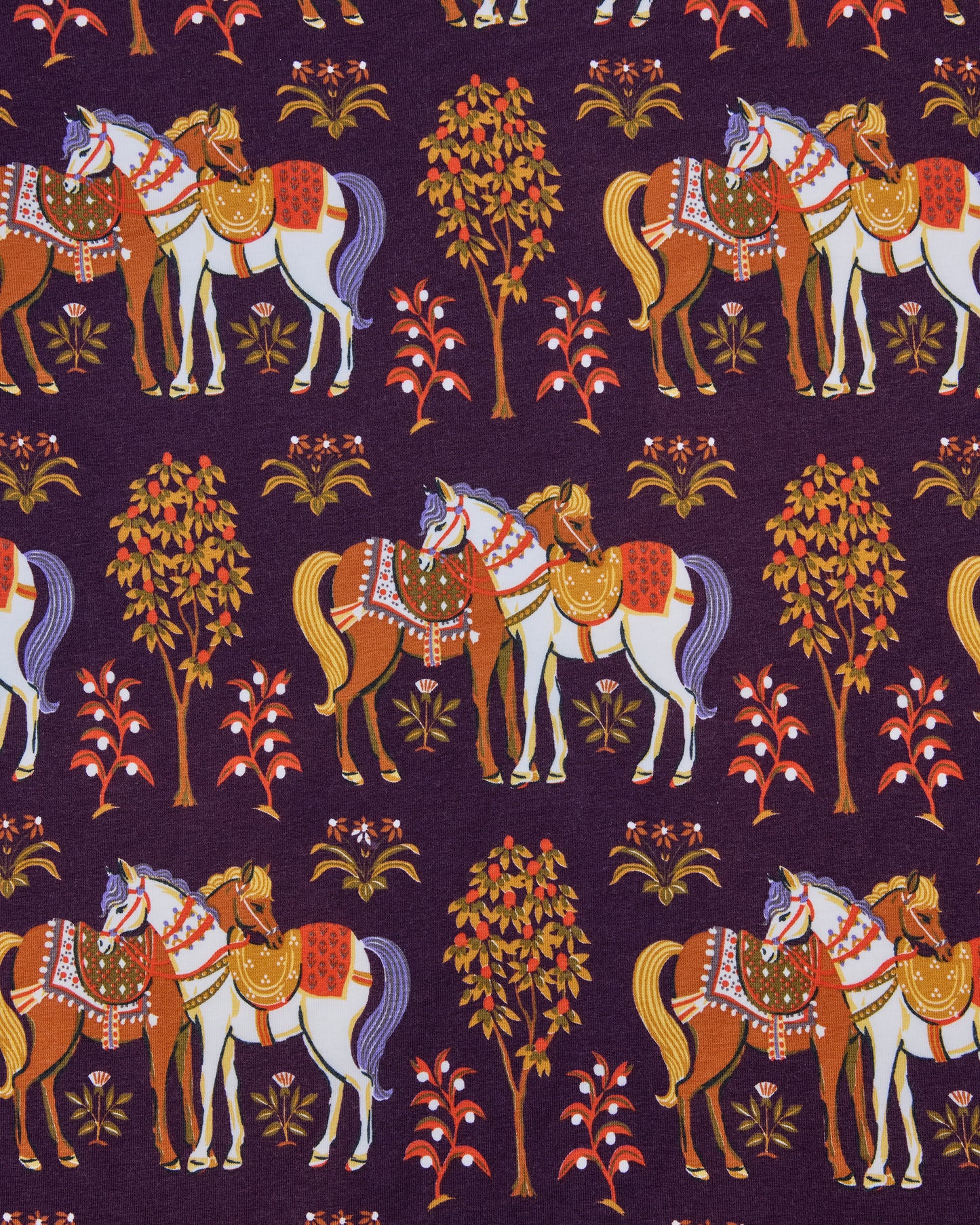 Queen’s Horses - Quilted Pouch - Deep Aubergine