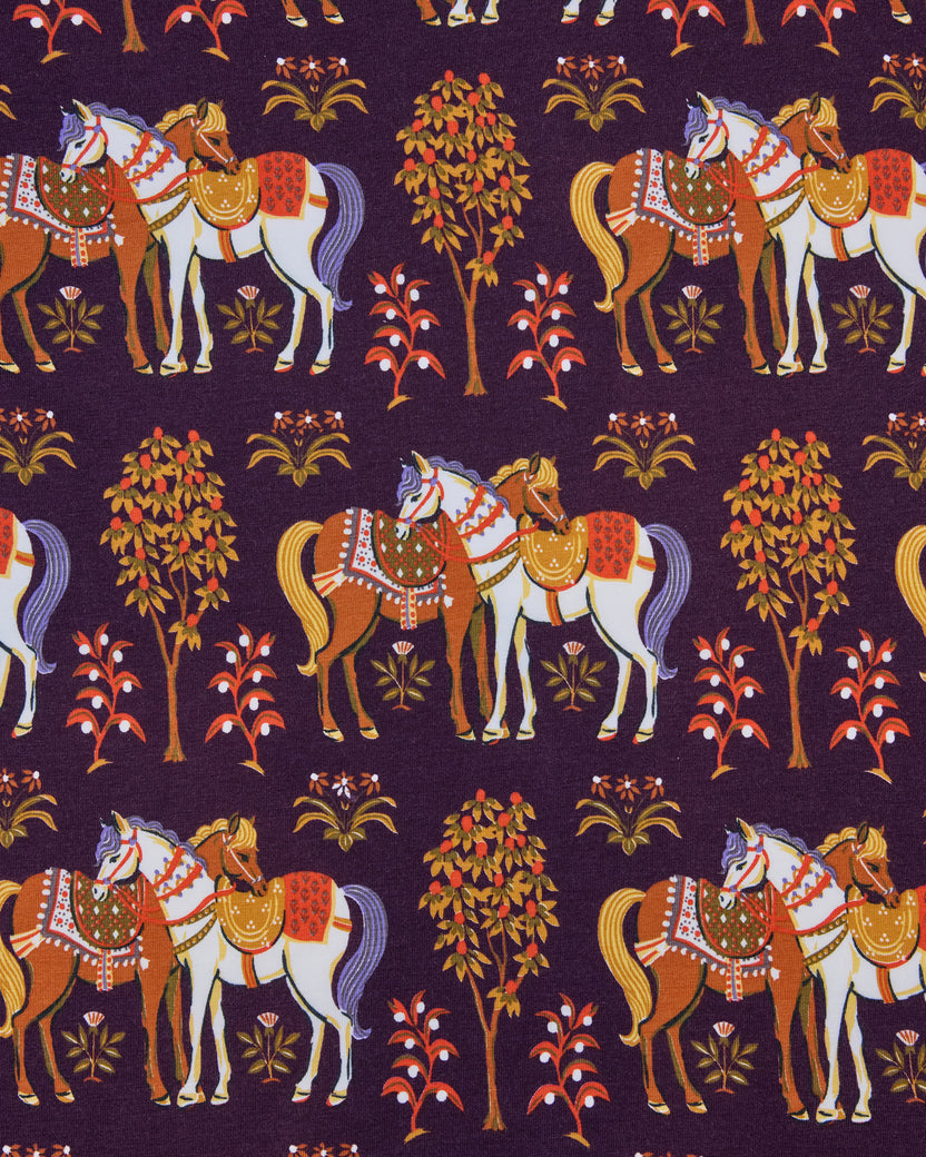 Queen’s Horses - Quilted Pouch - Deep Aubergine