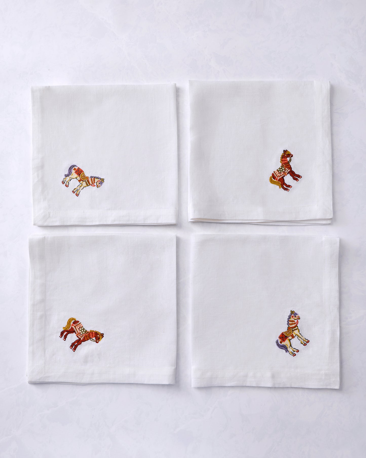 Queen's Horses - Oversized Linen Dinner Napkins Set of 4 - Deep Aubergine