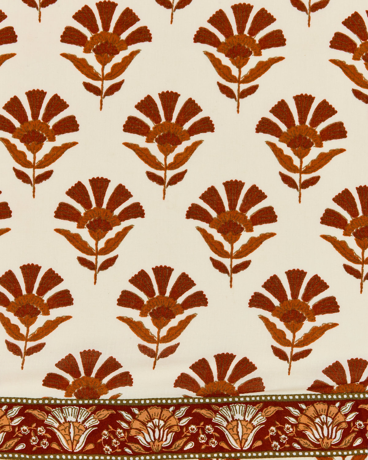 Sierra Bloom repeating floral print swatch for the Harmony Blouse in Fawn, with a decorative border