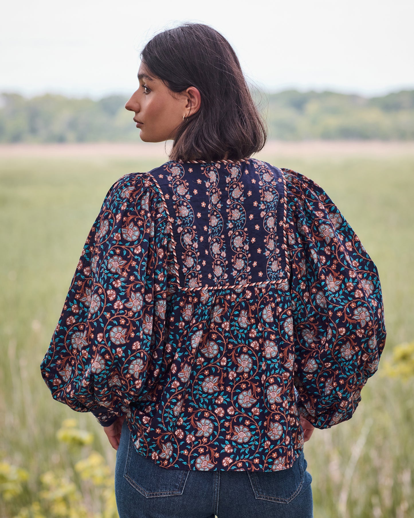 Valley Garden - Josephine Blouse - Midnight Sky