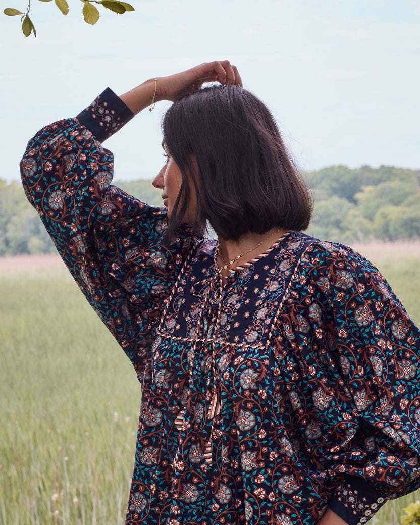 Valley Garden - Josephine Blouse - Midnight Sky