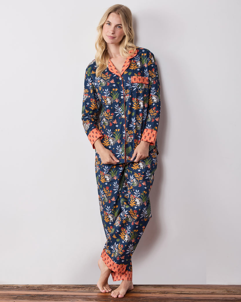 Woodland Critters - Petite Long PJ Set - Indigo