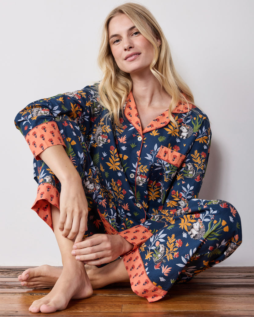 Woodland Critters - Petite Long PJ Set - Indigo