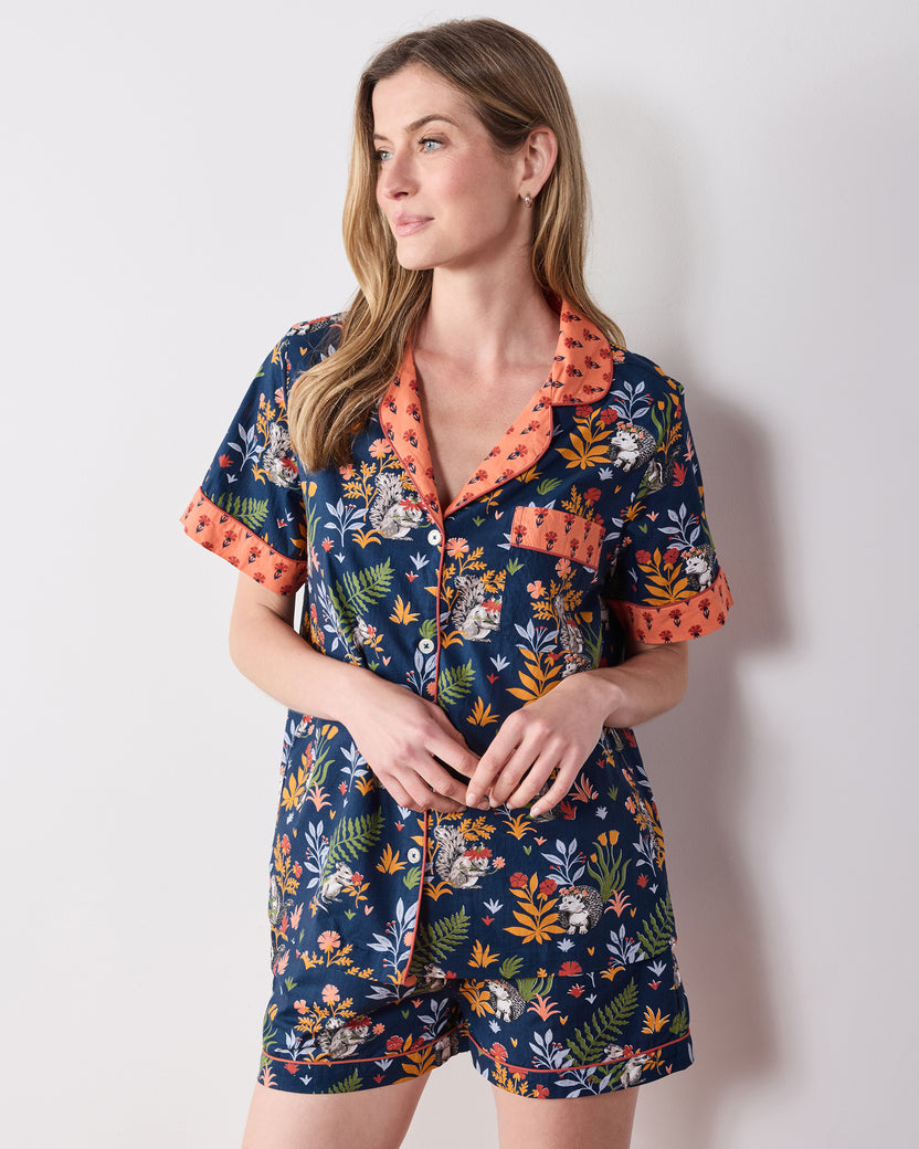 Woodland Critters - Short PJ Set - Indigo