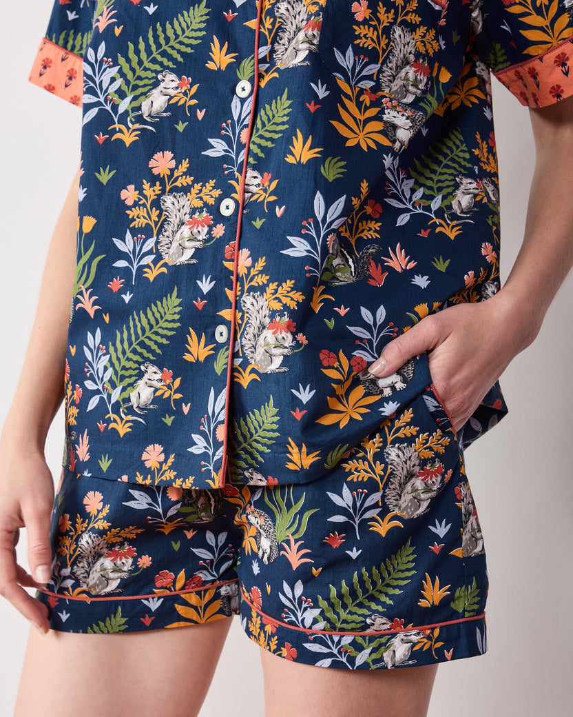Woodland Critters - Short PJ Set - Indigo