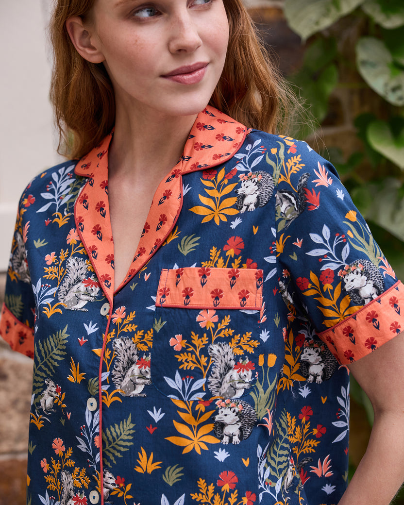 Woodland Critters - Short PJ Set - Indigo