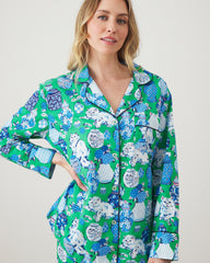 Fancy Cat - Long PJ Set - Green Juice - Printfresh