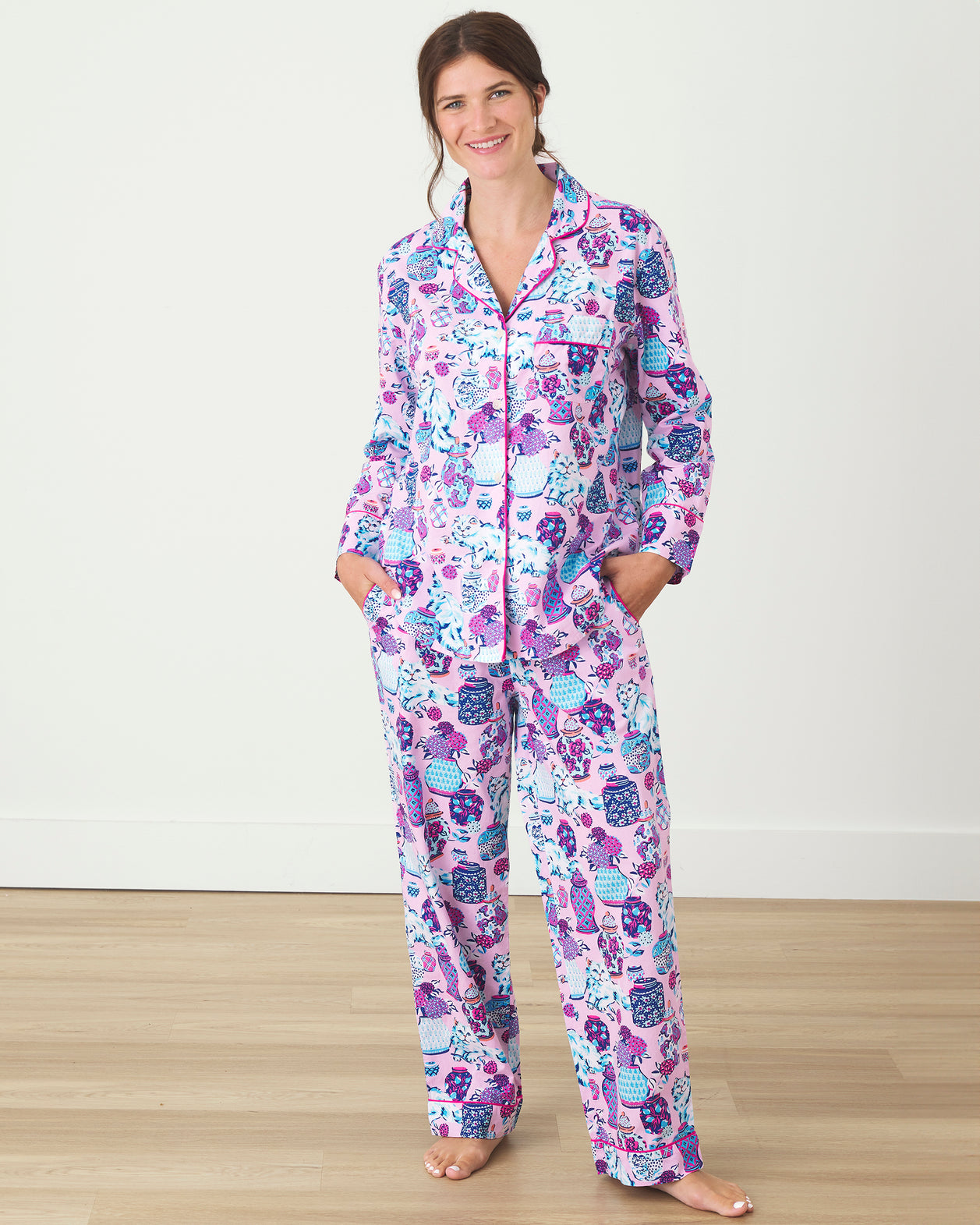 Fancy Cat - Long PJ Set - Rose - Printfresh